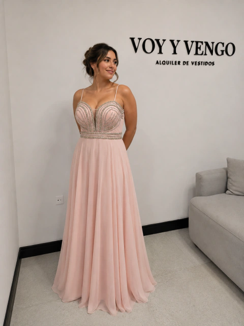 Vestido gasa con brillos - LIQUIDACIÓN