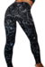Calza Leggins Frizada Negro y Gris Floreado Abrigada Comoda