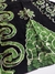 Vestido Hindu Bordado Importado India Espirales Negro y Verde