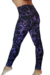 Calza Leggins Frizada Negro y Violeta Floreado Abrigada Comoda - comprar online