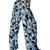 Pantalon Palazzo de Seda Fria - Flores Celeste Modelo 32 - Cris Store Ok