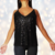 Musculosa Lentejuelas Brillos Noche Fiesta Cumpleaños - Negro - Cris Store Ok