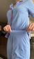 Pijama Americano Azul com Lista Rosa na internet