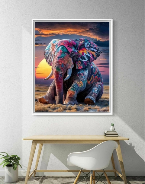 Quadro Decorativo Elefante em Aquarela