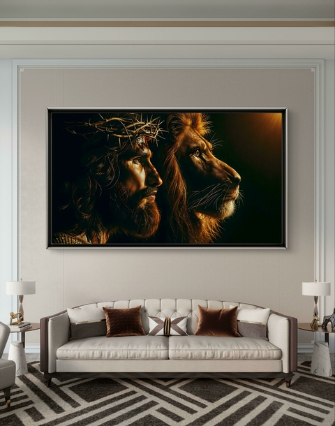 Quadro Decorativo Rei da Selva e Rei dos Reis
