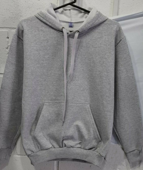 Canguro con capucha, friza algodón GRIS. Consultar valor con logo / estampado.