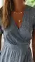 Feminino Red Dot Print Boho Vestido Longo de Chiffon, Floral Decote V, Dobra Ruf - comprar online
