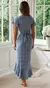 Feminino Red Dot Print Boho Vestido Longo de Chiffon, Floral Decote V, Dobra Ruf - loja online