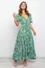 Feminino Red Dot Print Boho Vestido Longo de Chiffon, Floral Decote V, Dobra Ruf - comprar online