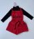 Jardineira Macacão Vermelho Stitch com Blusa para Meninas