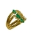 Anel de Ouro Amarelo com 2 Brilhantes e 3 Esmeraldas