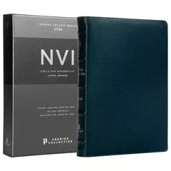 Biblia Sagrada | NVI | Premier Collection | Capa Couro Luxo Azul