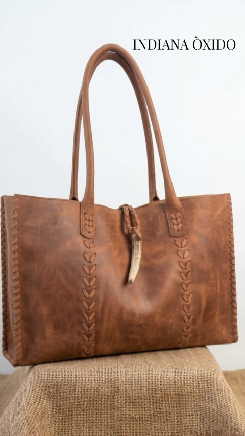 Cartera INDIANA– Cuero artesanal con detalles trenzados