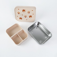 Bento box inox com divisória e tampa de silicone petit pia na internet