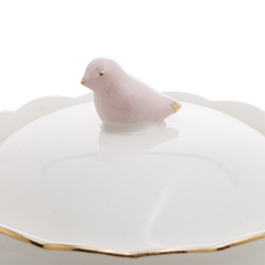 Bule de porcelana birds branco com 1l detalhe dourado - comprar online