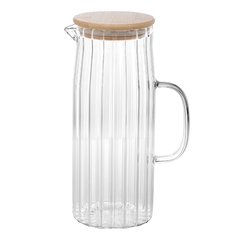 Jarra De Vidro Canelado com Tampa Bambu 1,1l Wolff - comprar online
