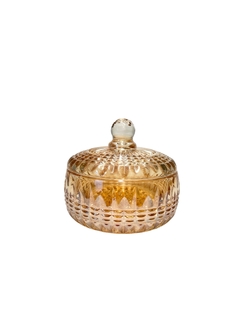 Potiche decorativo de cristal 15x15cm ambar metalizado - MySweet Utilidades & Decoração