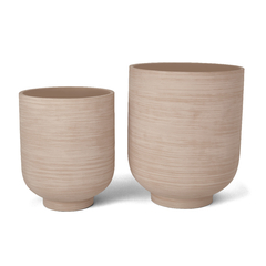 kit de 2 cachepot em cimento bege riscado mart 26,cm5 e 22cm - comprar online