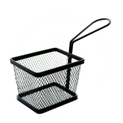 Mini cesta retangular para alimentos Fry em aco inox L10xP8xA7,5cm cor preta