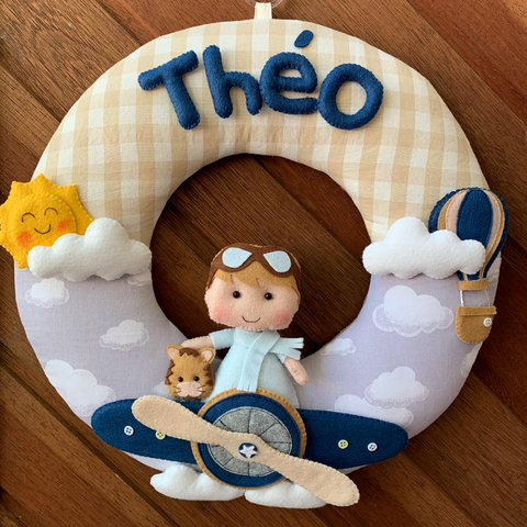 Guirlanda Enfeite de Porta Maternidade Menino Aviador