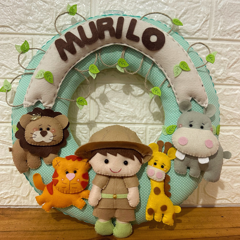 Guirlanda Enfeite de Porta Maternidade Safari