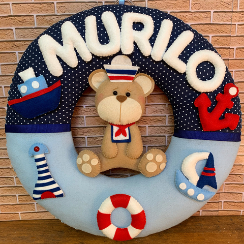Guirlanda Enfeite de Porta Maternidade Ursinho Marinheiro