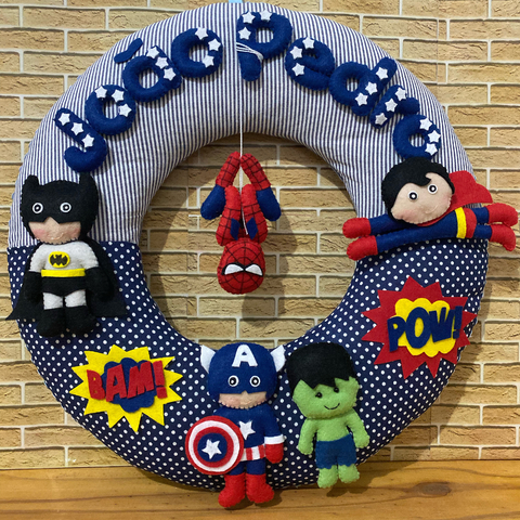 Guirlanda Enfeite de Porta Maternidade Super Heróis