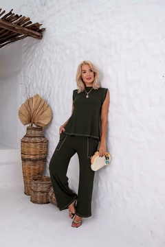 Conjunto Pantalona Regata Pesponto Fernanda - Básico e Clássico - Moda Atemporal