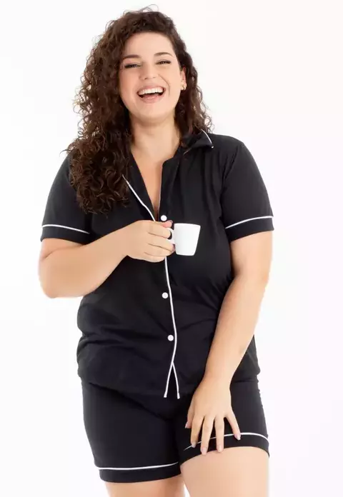 Pijama Americano - Manga - Botão - (Ref - PBC1PLUS)