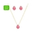 conjunto colar brinco gota pedra vermelha folheado a ouro