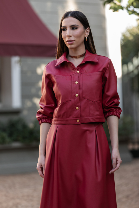 JAQUETA BOMBER COURO OPAL RED - comprar online