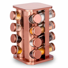 Porta Condimentos Base Giratório Inox 16 Potes - Rosé - comprar online