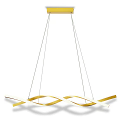 Lustre Pendente Moderno Espiral Dourado 50W LED Integrado - comprar online