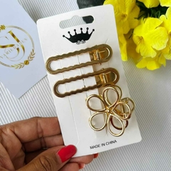 Kit 3 Presilhas de Cabelo Liga de Metal Dourado na internet