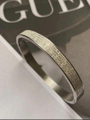 Bracelete em aço Inox Banhado a ouro18K e prata Pai nosso