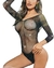 Body Red Negro Con Brillos Strass Manga Larga