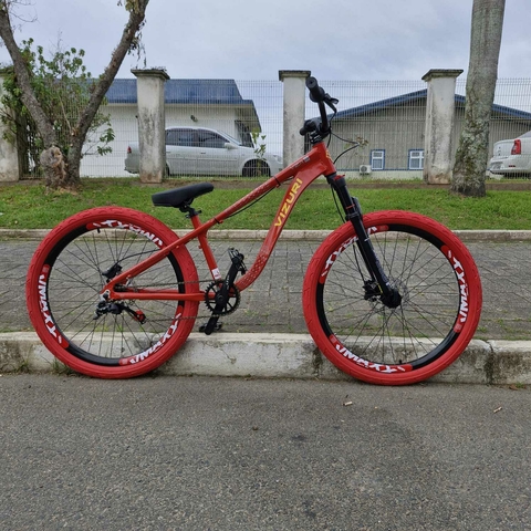 Bicicleta Alumínio Aro 26 Vizuri Loot, Pedivela Single, Relação Single, Freio Hidráulico, Quadro 13,5" - Vermelho - comprar online