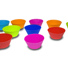 Set de 12 capacillos de silicona de colores con espátula de silicona de 28 cm. de largo - comprar en línea