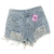 Short de jeans rigido con strass