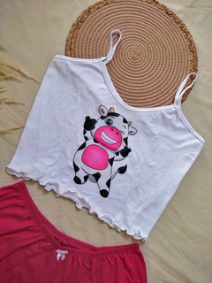 Pijama Virginia Plus - Vaquinha rosa - comprar online