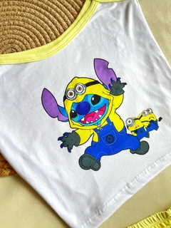 Babydoll Larissa Reto viés - Stitch e Minions - loja online