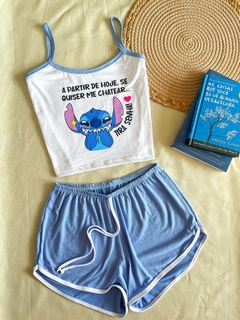 Babydoll Larissa Reto viés - Stitch tira a senha - TRAP BOUTIQUE