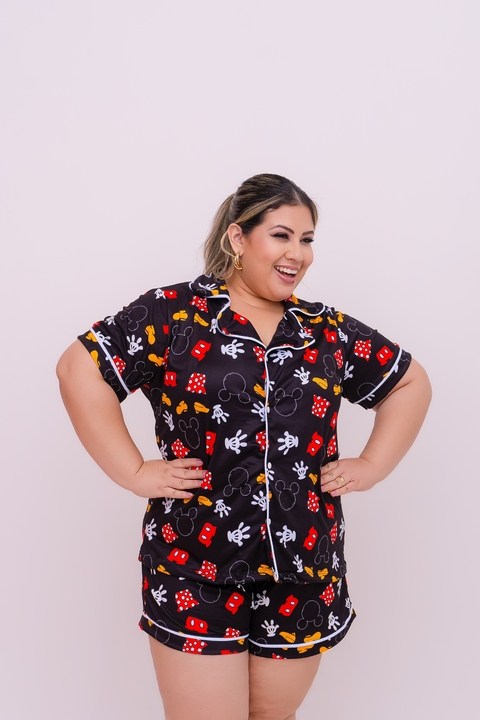 Pijama Americano Curto Plus Size - Mickey