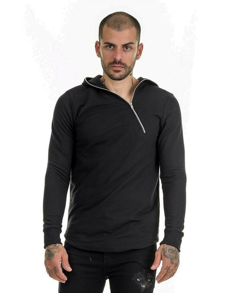 Blusa Moletom Premium Capuz Zíper Preta