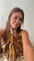 Lenço Seda Estampado em Amarelo