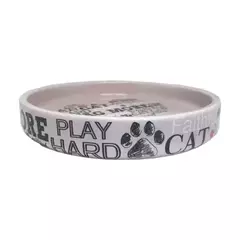 Comedouro Para Gatos Prato Porcelana Raso Tigela Comida Cor Rosa - comprar online