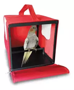 Caixa Casinha De Transporte Para Aves Pássaros E Roedores Cor Vermelha