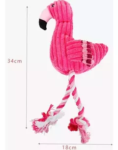 Pelúcia Pet Flamingo Brinquedo Com Corda Mordedor Cor Pink na internet