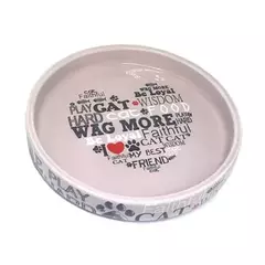 Comedouro Para Gatos Prato Porcelana Raso Tigela Comida Cor Rosa