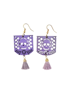 Calavera papel picado morado